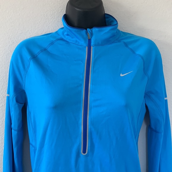 Nike Half Zip Long Sleeve Mesh Inset Running Shirt - Picture 2 of 12
